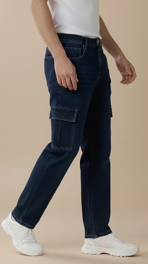 baggy pant d blue Falcon's Baggy Cargo Jeans – Indigo Blue