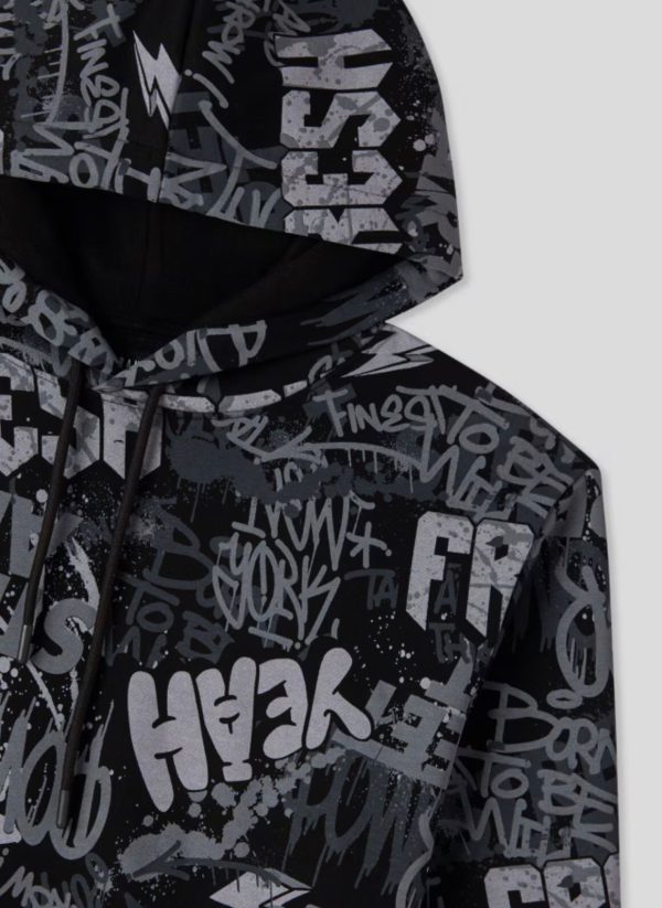 hood2 Frontier Falcon Graphic Hoodie - Black