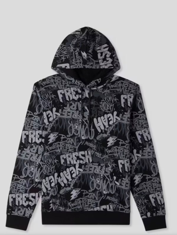 hood3 Frontier Falcon Graphic Hoodie - Black