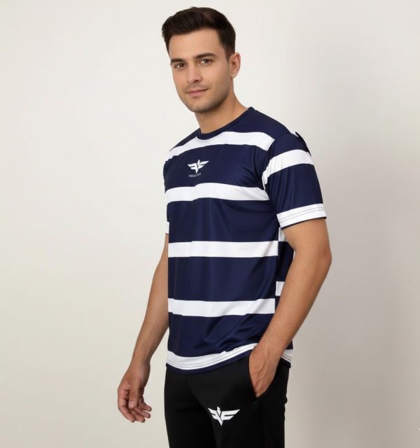 unnamed (10) Model wearing Falcons Performance Tee half sleeve sublimated Dri-FIT sports shirt in vibrant color suitable for gym training running and casual wear