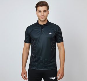 unnamed (17) Model wearing Falcons Performance Tee half sleeve sublimated Dri-FIT sports shirt in vibrant color suitable for gym training running and casual wear